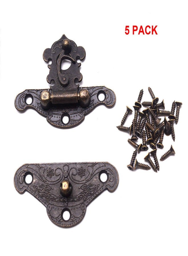Karcy Hasp Locking Buckle for Cabinet Gift Box Lock Buckle Latch Hook Clasp with Screws 1.9"x1.5" Bronze Zinc Alloy Set of 5 - Image 2